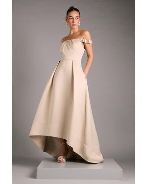 Coast Bardot Fit And Flare Hi Low Hem Maxi Dress - Natural