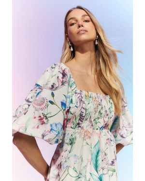 Coast The Collector Pleat Bust Midi Cotton Dress - White