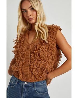 Boohoo Chunky Loop Stitch Knitted Waistcoat - Black