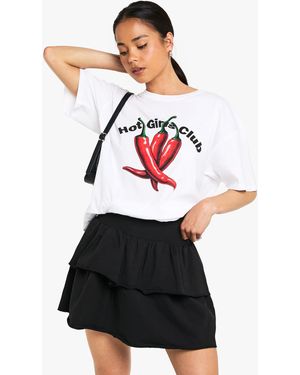 Boohoo Falda De Algodón Con Volante - Rojo
