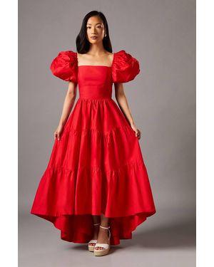 Coast Puff Sleeve Tiered High Low Maxi Dress