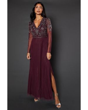 Wallis Occasion Embellished Sequin Mesh Maxi Dress - Gray