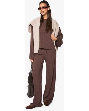 Boohoo Crinkle Oversized Long Sleeve Top And Wide Leg Trouser Co-Ord Set - Brown
