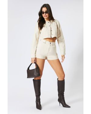 MissPap Pocket Detail Crop Jean Jacket - White