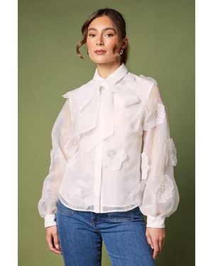 Coast 3D Flower Organza Blouse - Green