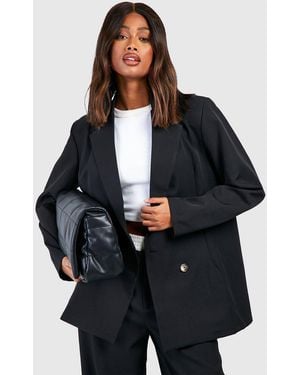 Boohoo Basic Double Breasted Oversized Blazer - Blue