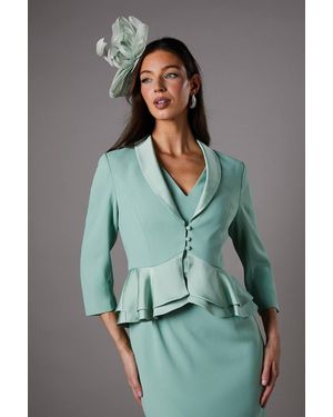 Coast Satin Back Crepe Tailored Jacket With Peplum - Green