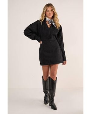 Nasty Gal Denim Corset Shirt Dress - Black