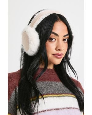Boohoo Faux Fur Contrast Earmuffs - Black