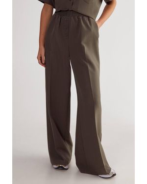 Nasty Gal Pinstripe Button Front Detail Tailored Trouser - Brown