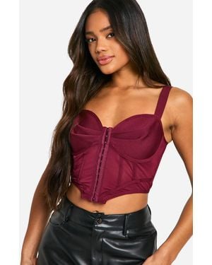 Boohoo Bandage Hook And Eye Corset Top - Red