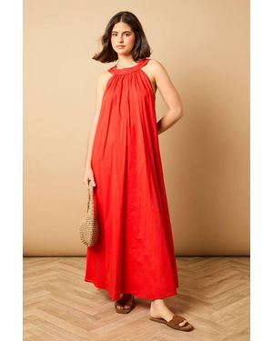 Oasis Halterneck Maxi Smock Dress - Red