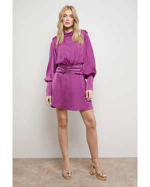 Oasis Volume Shoulder Western Mini Dress - Pink