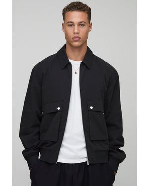 Technic Tall Al Utility Cargo Pocket Harrington Jacket - Black