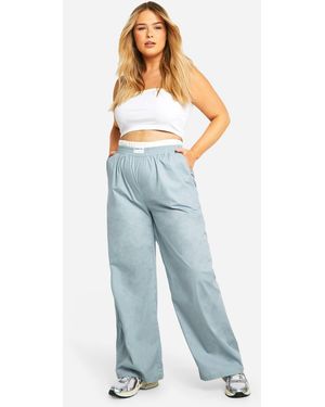 Boohoo Plus Contrast Dsgn Waistband Detail Trouser - Blue