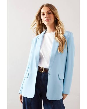 Wallis Single Breasted Pocket Detail Blazer - Blue