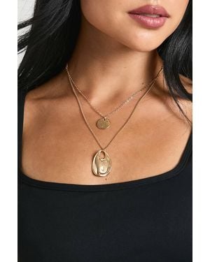 Boohoo Abstract Pendant Layered Necklace - Black