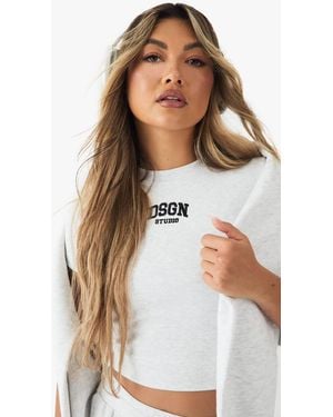 DSGN Studio Collegiate Embroidered Rib Baby T-Shirt - White