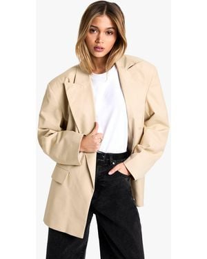 Boohoo Extreme Lapel Oversized Open Blazer - Natural