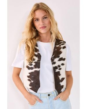 Nasty Gal Animal Cow Hide Leather Waistcoat - White