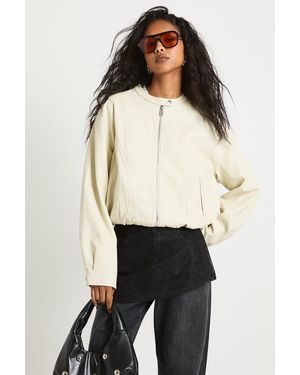 Boohoo Soft Touch Faux Leather Moto Jacket - Natural