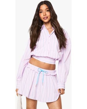 Boohoo Minifalda Skater Con Costuras - Blanco