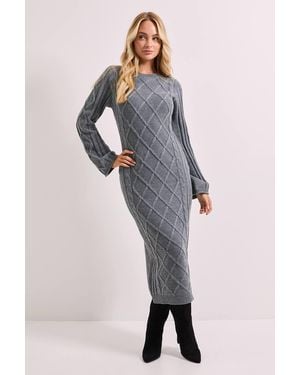 Dorothy Perkins Cable Detail Midi Dress - Gray