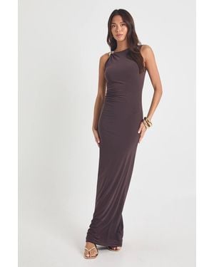 Boohoo Asymmetric Trim Maxi Dress - Purple