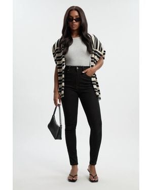 Boohoo Comfort Stretch High Waist Skinny Jean - Black