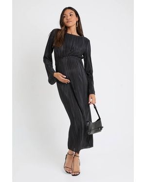 Boohoo Maternity Plisse Batwing Midaxi Dress - Black