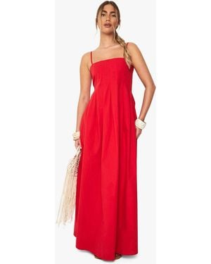 poplin ruched midi dress boohoo White Plus Ruched Waist Detail Poplin Maxi Dress