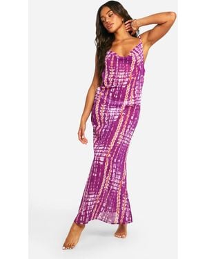 Boohoo Chiffon Tie Dye Maxi Beach Dress - Pink
