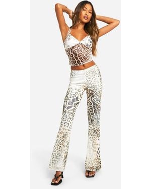 Boohoo Mesh Flared Pants - White