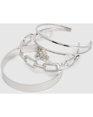 Boohoo Chunky Bangle Bracelet 3 Pack - Grey