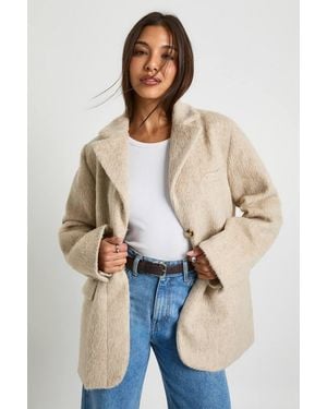 Boohoo Premium Wool Look Blazer - Natural