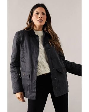 Wallis Contrast Detail Wax Jacket - Black