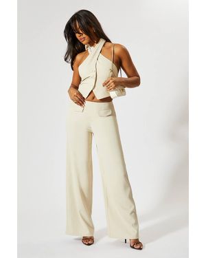 MissPap Tailored Wide Leg High Waist Pants - White