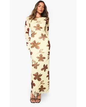 Boohoo Floral Mesh Maxi Dress - Metallic