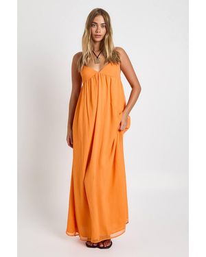 Boohoo Chiffon Strappy Volume Maxi Dress - Orange