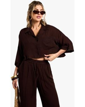 Boohoo Beachwear Essentials Cropped Shirt - Black