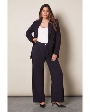 Wallis Straight Leg Pleated Trouser - Blue