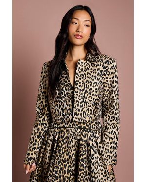 Coast Animal Jacquard Cropped Jacket - Brown