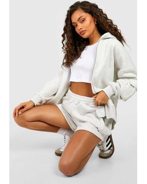 Boohoo Cargo Pocket Zip Through Short Tracksuit - White