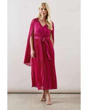 Wallis Petite Occasion Pleated Cape Midi Dress - Red