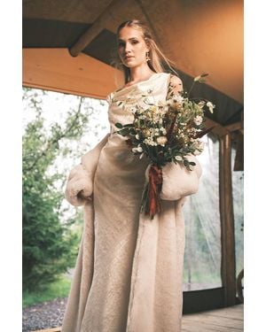 Coast Draped Corset Bow Maxi Wedding Dress - Natural