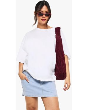 Boohoo Maternity Over The Bump Denim Mini Skirt - White