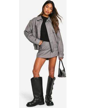 Boohoo Woven Bomber Jacket - Gray