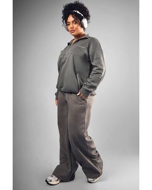 DSGN Studio Plus Embroidered Wide Leg Jogger - Gray