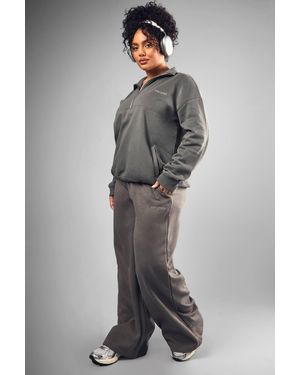 DSGN Studio Plus Embroidered Wide Leg Jogger - Gray