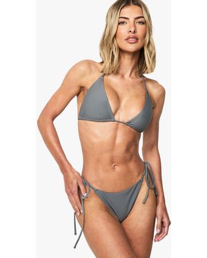 Boohoo Swimwear Essentials Triangle Bikini Top - Grey
